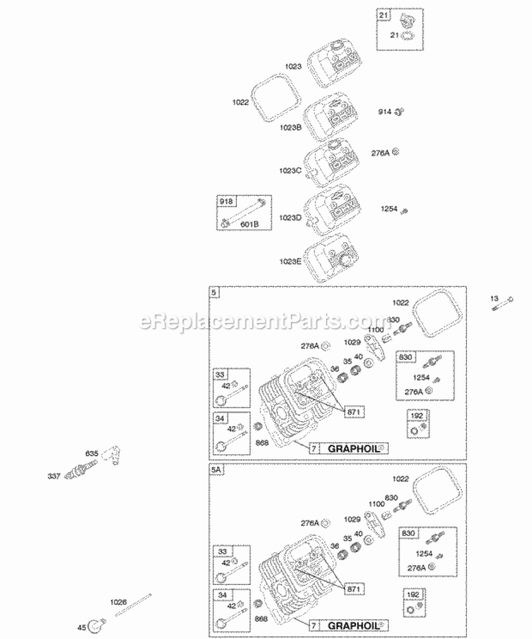 Cylinder Head Valves Diagram and Parts List for 295447-0142-E1  Briggs and Stratton Engine